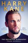 Texte: "HARRY KANE", "The best footballer we've ever produced" - Gary Lineker, "Harry is England's best-ever player" - Jude Bellingham, "THE DEFINITIVE BIOGRAPHY", "FRANK WORRALL". Porträt eines Mannes.