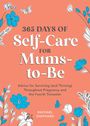 Cover: "365 Days of Self-Care for Mums-to-Be" mit blauen und weißen Blumen auf korallenfarbenem Hintergrund.