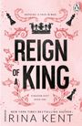 "Nothing is fair in war. Reign of a King. Kingdom Duet Book One. Rina Kent. Schwarze Krone, rote Verzierungen, Schachfiguren."