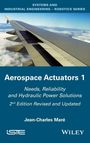 "Aerospace Actuators 1: Needs, Reliability and Hydraulic Power Solutions. Bild eines Flugzeugflügels über den Wolken."