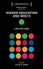Text: "HIGHER EDUCATION AND SDG15. LIFE ON LAND. EDITED BY GOLDA A. EDWIN." Bunte Kreise auf schwarzem Hintergrund.