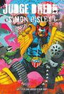 Text: "JUDGE DREDD" "SIMON BISLEY" und "WRITTEN BY JOHN WAGNER & ALAN GRANT". Illustration eines futuristischen Polizisten.
