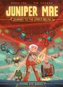 Text: "Juniper Mae - Journey to the Levels Below" und "Flying Eye Books". Illustration mit Figuren in futuristischer Umgebung.