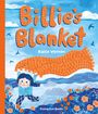 Text: "Billie's Blanket", "Katie Vernon", "Flying Eye Books". Illustration: Kind mit oranger Decke, blauer Himmel, orange Blumen.
