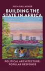 „Building the State in Africa“ von Julia Gallagher. Zwei Personen sitzen vor einer Stadtlandschaft in bunten Farben.
