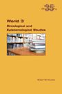 „World 3: Ontological and Epistemological Studies“ von Ilkka Niiniluoto. Bücherstapel auf Tisch in Bibliothek.