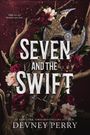 „Fight for the monster you love.“ „Seven and the Swift“. Rote und weiße Blumen, verzierte Axt.