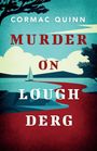 Text: "Cormac Quinn, Murder on Lough Derg." Darstellung einer Landschaft mit See, Segelboot, und Bäumen.