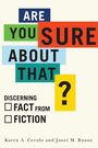 „ARE YOU SURE ABOUT THAT?“ in bunten Blöcken, darunter "Discerning Fact from Fiction" mit zwei Ankreuzfeldern.