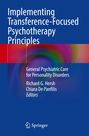 Blauer Hintergrund mit Text: "Implementing Transference-Focused Psychotherapy Principles" und Autorenangabe darunter.