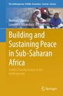 Oben: Norman Chivasa, Lawrence Mhandara, "Building and Sustaining Peace in Sub-Saharan Africa". Unten: Mehrere Menschen sitzen.