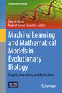 "Machine Learning and Mathematical Models in Evolutionary Biology" auf einem blauen Hintergrund mit DNA-Strang-Illustration.