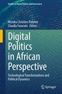 "Digital Politics in African Perspective" auf dunkelgrünem Hintergrund mit Netzstruktur. Autoren: Monika Rohmer, Claudia Favarato.
