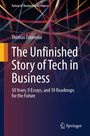 "Future of Business and Finance", "Thomas Frisendal", "The Unfinished Story of Tech in Business", "Springer" Logo. Bunte Linien.