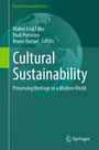 „Cultural Sustainability: Preserving Heritage in a Modern World“. Grüntöne mit Weltkartenmotiv.