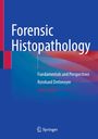 "Forensic Histopathology," blauer Hintergrund mit abstrakten roten und blauen Formen, „Springer“ Logo unten.
