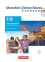 Menschen | Zeiten | Räume. 7/8 Gesellschaftslehre. Vier lachende Kinder, Glaspyramide beim Louvre. Cornelsen-Logo unten.
