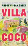 Titel: "VILLA COCO". Autor: Andrew Sean Greer. Hintergrund: Buntes Aquarell einer Villa mit Bäumen. Logo unten: S. Fischer.