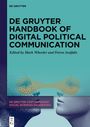 Text: "DE GRUYTER HANDBOOK OF DIGITAL POLITICAL COMMUNICATION." Abstrakte Illustration von zwei sich gegenüberstehenden Gesichtern.