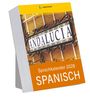 Text "ANDALUCIA" auf Fliesenmuster, "Sprachkalender 2028 SPANISCH", gelber Rand oben mit "Langenscheidt".