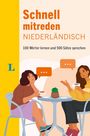 Text: "Schnell mitreden NIEDERLÄNDISCH. 100 Wörter lernen und 500 Sätze sprechen." Illustration: Zwei Frauen an einem Tisch.