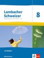 "Lambacher Schweizer Mathematik für Gymnasien – G9, 8." Frau mit Schirm, Pusteblume. Klett Logo, Niedersachsen Hinweis.