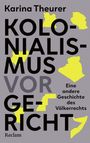 „Karina Theurer: Kolonialismus vor Gericht. Eine andere Geschichte des Völkerrechts.“ Gelbe Länderformen auf grauem Hintergrund.