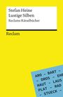 Stefan Heine: Lustige Silben, Reclams Rätselbücher. Gelbe Buchcover mit blauem Dreieck und Wortliste.
