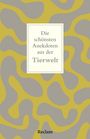 Text vorne: "Die schönsten Anekdoten aus der Tierwelt". Gelbes, abstraktes Muster auf grau. Unten "Reclam".