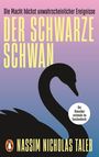 „Der schwarze Schwan“, gelber Text auf lila. Schwarzer Schwan davor. Autor: Nassim Nicholas Taleb.