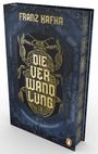 FRANZ KAFKA, DIE VERWANDLUNG, FANTASTISCHE ERZÄHLUNGEN. Illustration eines Käfers auf dunkelblauem Hintergrund.