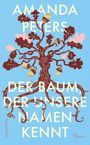 „AMANDA PETERS“ und „DER BAUM, DER UNSERE NAMEN KENNT“ in großen Buchstaben, Illustration eines Baumes mit Eicheln.