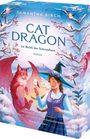 Buchtitel: "Cat Dragon - Im Reich der Schneefeen". Eine Frau im blauen Kleid steht mit einem rosa geflügelten Wesen im Schnee.
