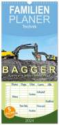 Peter Roder: Familienplaner 2024 - Bagger - kraftvolle Arbeitsmaschinen mit 5 Spalten (Wandkalender, 21 x 45 cm) CALVENDO, KAL