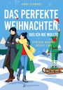 "Das perfekte Weihnachten, das ich nie wollte" von Jenny Schwarz. Zwei Personen im Wintermantel; eine trägt einen Schneeanzug.