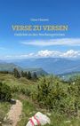 Text: "Claus Clausen, VERSE ZU VERSEN, Gedichte zu den Wochensprüchen." Ein Bergpfad führt durch eine grüne Landschaft.
