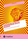 Der Text: "VERSCHIEDENE ZEITEN, TOD..." Ein roter Löwe brüllt, umgeben von gelben und roten Strahlen.