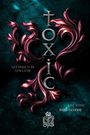 Text: "TOXIC", "GEFANGEN IN DER LIEBE", "LEE STINE", "DARK FANTASY". Ornamente mit rosafarbenen, geschwungenen Elementen.