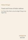 Titel: "Toasts and Forms of Public Address". Untertitel: "For Those Who Wish to Say the Right Thing in the Right Way". Autor: William Pittenger. Unten rechts: Antiquum Novum Logo. Hintergrund in hellem Beige.