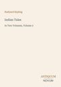 Text: "Rudyard Kipling, Indian Tales, In Two Volumes, Volume 2, ANTIQUUM, NOVUM." Schlichte, elegante Buchcovergestaltung.