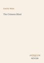 Text: "Fred M. White", "The Crimson Blind", "ANTIQUM NOVUM". Schlichtes, minimalistisches Design mit beigem Hintergrund.