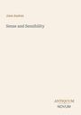 Text: Jane Austen, Sense and Sensibility, ANTIQUUM NOVUM. Einfaches, elegantes Design mit hellem Hintergrund.