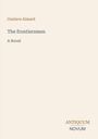 Titel: "The frontiersmen, A Novel" von Gustave Aimard. Unten rechts: "ANTIQUM NOVUM". Beiger Hintergrund.