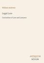 Oben steht "William Andrews". Darunter "Legal Lore" und "Curiosities of Law and Lawyers". Unten rechts ein Logo: "ANTIQUM NOVUM".