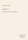„Legal Lore: Curiosities of Law and Lawyers“ von William Andrews. Unten rechts „ANTIQUM NOVUM“. Cremefarbenes Design.