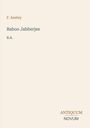 Text: "F. Anstey Baboo Jabberjee B.A." Unten rechts: "ANTIQUM" über "NOVUM". Einfache, minimalistische Gestaltung.