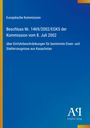 Text: Europäische Kommission, Beschluss Nr. 1469/2002/EGKS vom 8. Juli 2002, über Einfuhrbeschränkungen aus Kasachstan. Blaues Design.