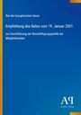 „Rat der Europäischen Union: Empfehlung des Rates vom 19. Januar 2001. Blau mit weißen Texten, gelber Seitenrand.“