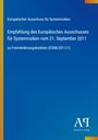 Text: Empfehlung des Europäischen Ausschusses für Systemrisiken, zu Fremdwährungskrediten (ESRB/2011/1), Datum: 21. September 2011. Blaues Hintergrunddesign mit Verlagslogo unten.