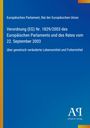 Text: Verordnung (EG) Nr. 1829/2003 über genetisch veränderte Lebensmittel. Oben: EU-Parlament. Logo unten rechts, blauer Hintergrund.